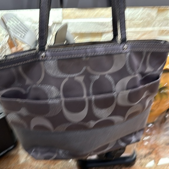Auth Coach Signature design nice tote -gray and silver some calls outs on straps - Picture 3 of 8